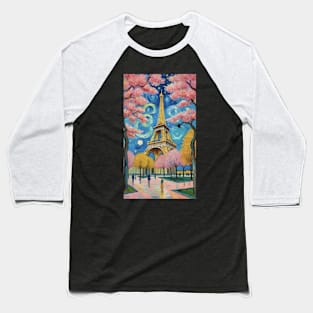 Parisian Serenade: Van Gogh's Eiffel Tower Baseball T-Shirt